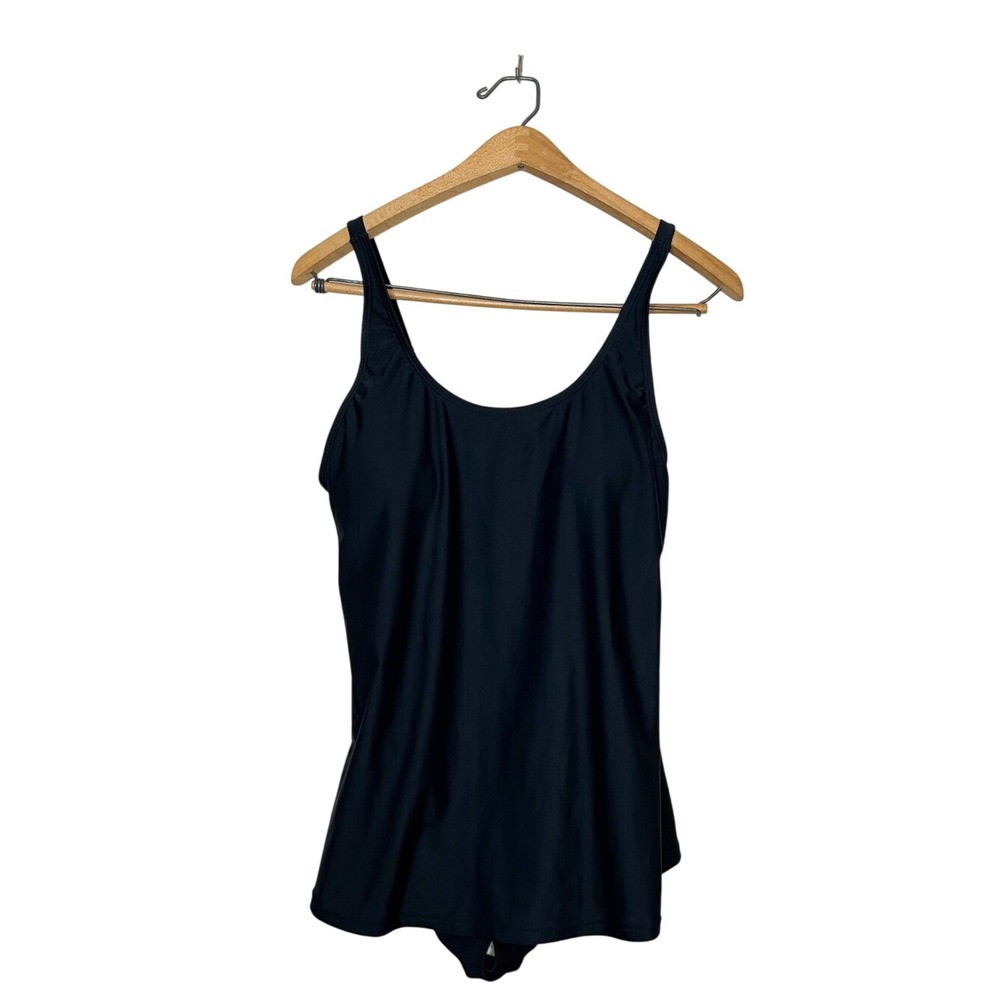 Beach Party Swimwear Womens One Piece Modest Swimsuit Dress Black 14